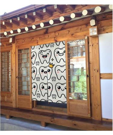 Vortithora Dental-Dentist-Crowned-Teeth 34x56in Split Door Curtain Dual Panel Door Curtain for Home Doorways - Buy Online on GoSupps.com