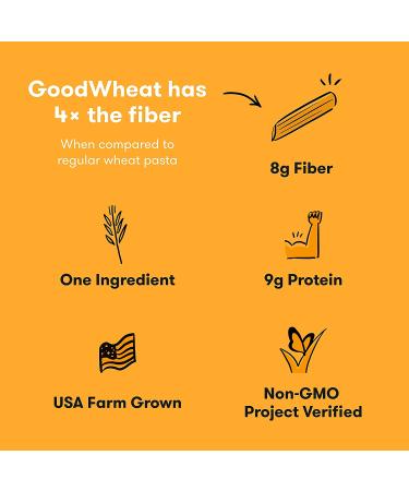 GoodWheat Fettuccine Pasta | 4x Fiber, 9g Protein | USA Farm Grown Non-GMO | 12 oz Pack of 3 - Buy Online on GoSupps.com