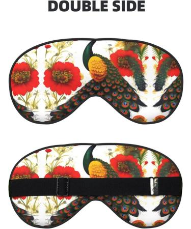 Peacock Red Flower Eye Mask - Soft Adjustable Sleep Mask for Men & Women | Comfortable Nighttime Eye Cover - Buy Online on GoSupps.com