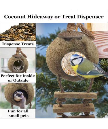 SunGrow Coconut Bird House with Ladder - Mini Avian Condo with Hanging Loop - Buy Online on GoSupps.com