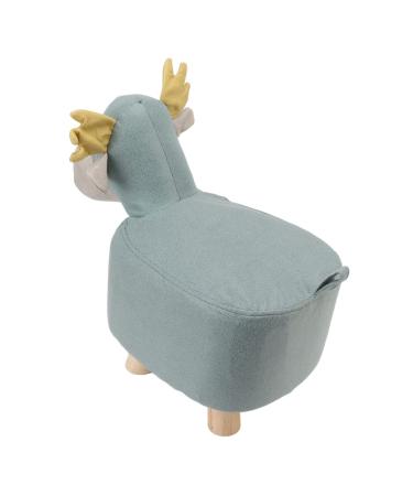 TOPINCN Animal Shaped Footstool Giraffe Shaped Animal Footstool Wooden Legs Prevent Slipping for Children to Sit on (Blue)