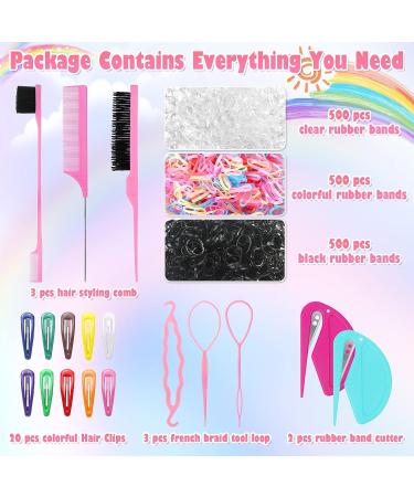 Comkrivy 1500 Pcs Small Rubber Bands for Hair with Hair Tools Set - Perfect for Styling Hair of Girls, Women, and Kids - Buy Online on GoSupps.com