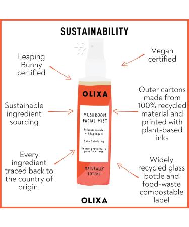Olixa Beauty - Mushroom Facial Mist - Skin Protecting - With Reishi Mushroom Shiitake Mushroom Holy Basil Ashwaghandha Ginseng - Adaptogen - Face Mist Spray - 50ml - Buy Online on GoSupps.com
