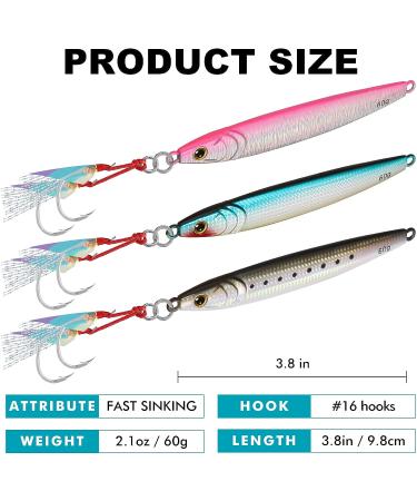 TRUSCEND Saltwater Jigs Fishing Lures with Flat BKK Hooks - Sea Fishing Spoon Lure for Tuna, Salmon, Grouper - Slow Pitch, Knife, Vertical Jigs - Bass Blade Bait 10g-160g G1-3.8 -2.1oz - Buy Online on GoSupps.com