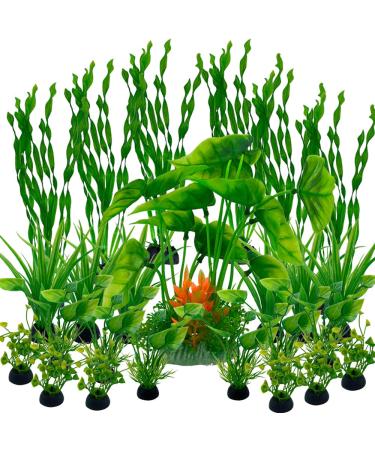 Lancare aquarium plants decoration 25 pieces green plastic plants for aquariums aquatic plants aquarium plants Artificial decoration set 25 PCs green C