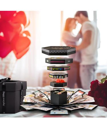 Vienrose Explosion Gift Box Set - DIY Scrapbooking Photo Album - Couple Gifts for Birthday, Proposals, Valentine's Day - 01Black - Buy Online on GoSupps.com