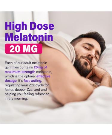 Melatonin Gummies 20mg for Adults - Maximum Strength Melatonin Gummies with L-Theanine Magnesium Omega-3 MSM D3 & Zinc - Non-Habit Forming Vegan Non GMO Natural Mixed Berry Flavor Mixed Berries 60 Count (Pack of 2) - Buy Online on GoSupps.com