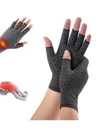 One Compress Bamboo Arthritis Gloves Premium One compres Bamboo Hand Gloves Fingerless Hand Thumb Compression Gloves Gray Spots Medium