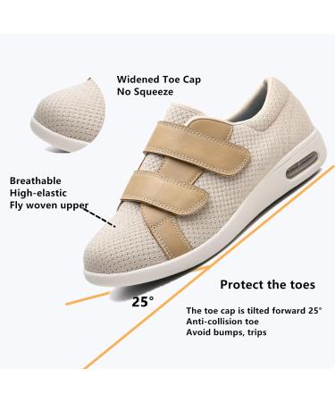 ZGDG Men's Diabetic Edema Shoes - Wide Width Adjustable Closure Sneakers for Swollen Feet - Size 10 Wide Beige - Buy Online on GoSupps.com