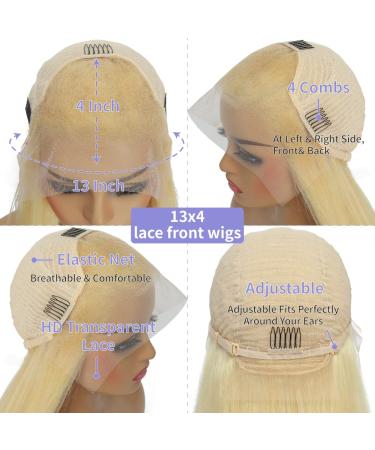 24 inch 613 Blonde Lace Front Wig Human Hair 13x4 | 180% Density HD Straight Lace Frontal Wig with Baby Hair | Pre Plucked & Bleached Knots | Glueless & Transparent 10A Quality - Buy Online on GoSupps.com