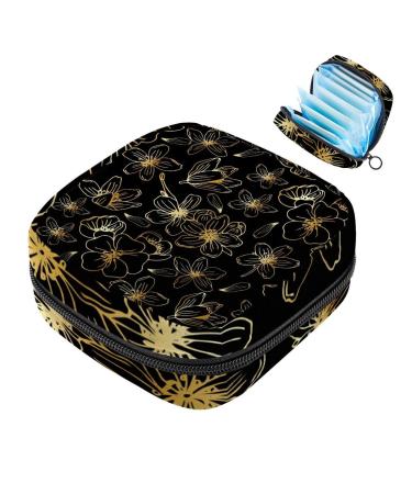 MUOOUM Gold Cherry Blossom Sanitary Napkin Storage Bag Menstrual Pad Bag Portable Menstrual Cup Pouch with Zipper for Teen Girls Women Ladies Multi-colored 9