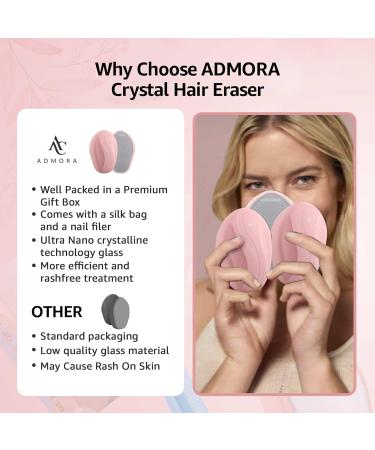 ADMORA Crystal Hair Remover - Nano Crystal Exfoliation Tool for Painless Hair Removal, Men & Women - Fast, Easy & Gentle Stone for Silky Smooth Skin - Pink - Buy Online on GoSupps.com