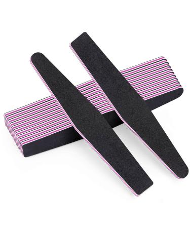 12pcs Nail File,100/180 Grit Double Sided Nail Files, Jumbo Size Nail Files and Buffers for Acrylic Nails Natural Nails, Professional Manicure Tools for Home and Salon Black Color