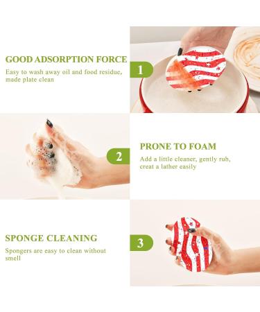 3-Pack Cleaning Kitchen Sponges Oval American Red Flag Kitchen Cellulose Dishwashing Wood Pulp Cotton - Buy Online on GoSupps.com
