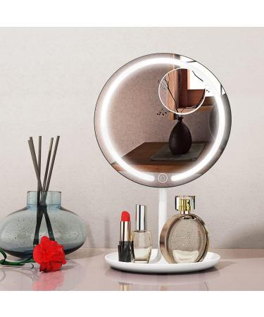 Large Tall Round Lighted Makeup Mirror with 58 LED Lights - 3-Color Dimmable, Cordless, Rechargeable, 5X Magnifying Mirror - Buy Online on GoSupps.com