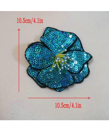 2pcs Sky Blue Sequins Flower Beaded Patches - DIY Sew On Embroidered Patch Applique - Buy Online on GoSupps.com