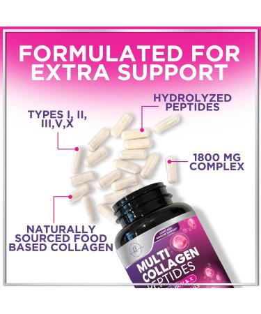 Multi Collagen Supplement 2400 mg - Types I II III V & X Multi Collagen Peptides Pills for Women & Men Hydrolyzed Collagen Supplements Hair Skin Nail & Joint Support Supplement 60 Capsules 60 Count (Pack of 1) - Buy Online on GoSupps.com