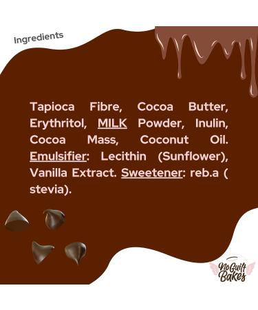 No Guilt Bakes | Sugar Free Belgian Milk Chocolate Chips | Perfect for Dipping & Baking | Keto Friendly | No Added Sugar | Authentic Disc Shaped Delight | Low Carb Indulgence | 210g Resealable Pouch - Buy Online on GoSupps.com
