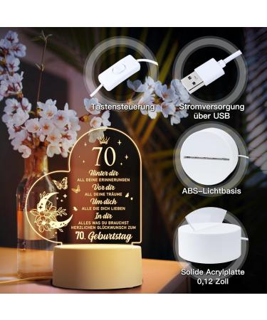 70th Birthday Gifts for Him & Her | Acrylic Night Light Decorations for 1953 Celebrations - Buy Online on GoSupps.com