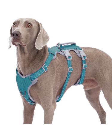 Huntboo dogs safety dishes dog harness break -off dog dishes for large dogs no sweater with handle reflective breathable durable adjustable vest for walks (blue XL) blue (pack with 1)