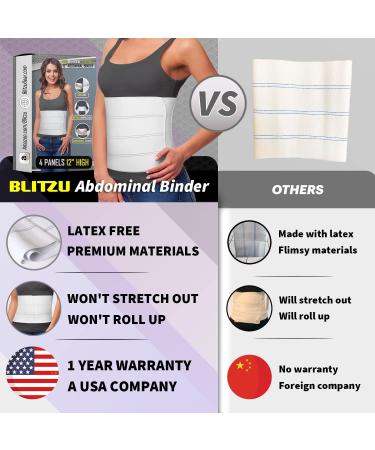 BLITZU Postpartum Belly Band & Abdominal Binder - S-M (Waist 30-42) | Compression Wrap for Post-Surgery Recovery, Hernia, C-Section | Core Support and Muscle Tone Improvement - Buy Online on GoSupps.com