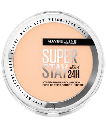 Maybelline Powder Foundation Long-lasting 24H Wear Medium to Full Coverage Transfer Water & Sweat Resistant SuperStay 24H Hybrid Powder Foundation 10 9 g (Pack of 1) Shade 10