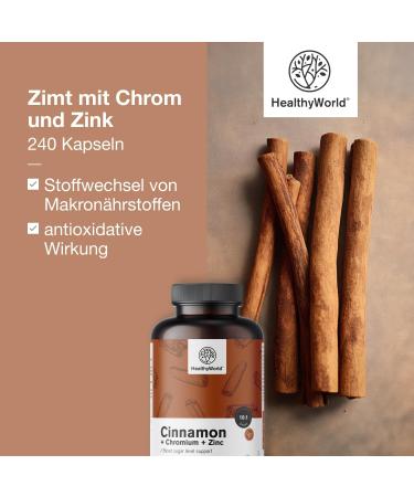 Be Healthy Group doo Cinnamon with Chromium and Zinc 240 Vegetable Capsules Vegetarian High Dosage 4month supply Top Quality 3 Active Ingredients Support Blood Sugar Levels - Buy Online on GoSupps.com