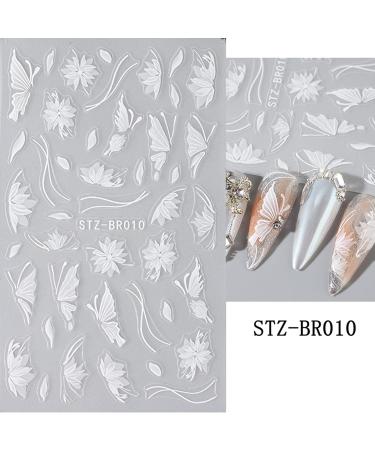 JMEOWIO 6 Sheets 3D Embossed Flower White Nail Art Stickers Decals Self-Adhesive 5D Spring Summer Floral Nail Supplies Nail Art Design Decoration Accessories - Buy Online on GoSupps.com