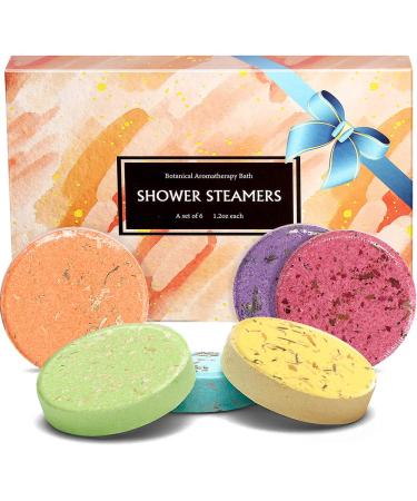 Shower Steamers  6pcs Shower Bombs with Essential Oils Vaporizing Steam Spa Experience of Shower Bombs Enjoy Spa at Home-Valentines Day Gifts for Her and Him