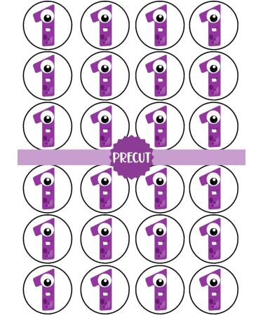 PRECUT Monster 1st Birthday Edible Cupcake Toppers - Monster Numbers Theme Premium Thickness SWEETENED VANILLA - wafer card disc cake decorations (Pack of 12) - Buy Online on GoSupps.com