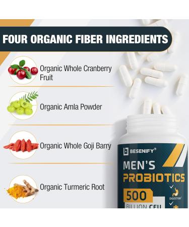Probiotics for Men 500 Billion CFUs & 12 Strains Men's Probiotic with Turmeric Cranberry Goji - Probiotics for Digestive Health Immune Stomach Bloating & Gut Health for Men 60 Pro Biotics Caps 60 Count (Pack of 1) - Buy Online on GoSupps.com