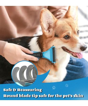 Dog Burst Cat Brush | 12+23 Stainless Steel Double-Sided Deshedding Tool for Dogs & Cats - Remove Unwanted Hair & Knots - Blue - Buy Online on GoSupps.com