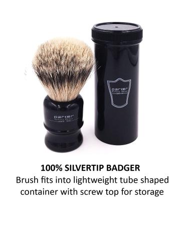 Parker Safety Razor Silvertip Travel Shaving Brush with Case - Black | Premium Quality Shaving Accessories for Men | International Shipping Available - Buy Online on GoSupps.com