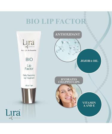 Lira Clinical Bio Lip Factor Lip Balm SPF 15 - Lip Treatment with Peptides, Vitamin C, E, Jojoba Oil, Avocado Oil - Moisturizer for Dry Lips - 0.25 oz - Buy Online on GoSupps.com
