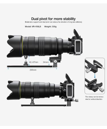 Leofoto VR-150LS Dual Pivot Long Tele Lens QR Plate Mount Arca - 295mm Updated Version - Buy Online on GoSupps.com
