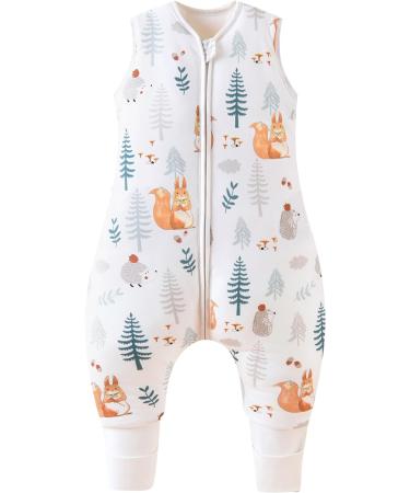 Chilsuessy Winter Baby Sleeping Bag with Feet | 2.5 TOG 100% Cotton | Toddler Wearable Blanket for Boys Girls | Squirrel+Forest Bear Design | 90cm/3-4 Years - Buy Online on GoSupps.com