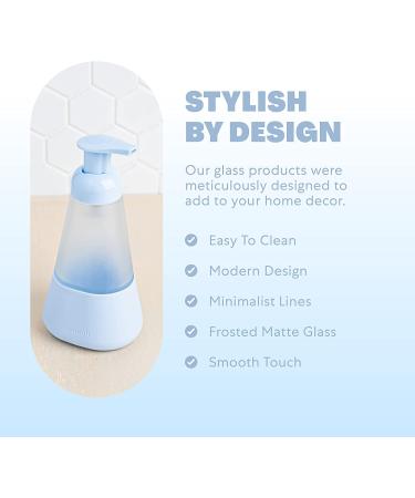 Periwinkle Cleancult Foaming Hand Soap & Hand Sanitizer Dispenser - Refillable 12oz Glass Container with Non-Slip Grip and Matte Frosted Finish - Buy Online on GoSupps.com