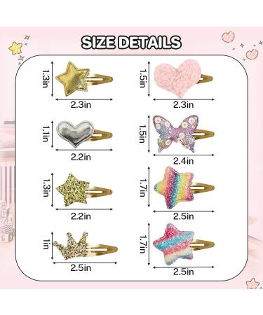 PAPARELA Hair Clips: 16 Cute Metal Snap Hair Pins for Girls - Cartoon Sequins Bangs Clip Set for Sparkly Hair Styling - Buy Online on GoSupps.com