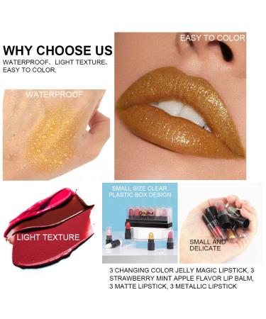 BINGBRUSH 12Pcs Mini Capsule Lipstick Pills Set - Color Changing Jelly Magic Lipsticks, Strawberry Mint Apple Lip Balm, Matte & Metallic Lipsticks - Women Mood Lip Stick 12 Colors - Buy Online on GoSupps.com