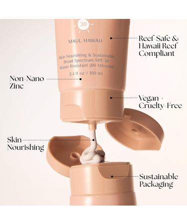 SPF 30 Mineral Sunscreen - Reef Friendly Vegan Water-Resistant Lotion for All Ages | No White Residue - 3.4 fl oz - Buy Online on GoSupps.com