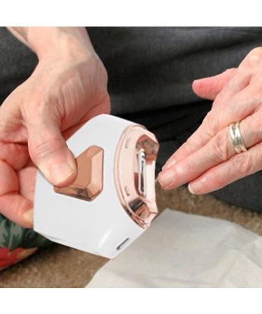 Electric Nail File - Automatic Fingernail Cutter | 2-in-1 Automatic Fingernail Cutter & Polisher Electric Nail File with Nail Clip Storage for Kids Seniors White - Buy Online on GoSupps.com
