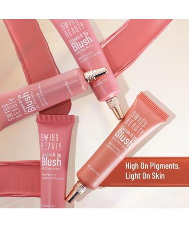 S w iss B e auty Cream It Up Blusher | Highly Pigmented | Long-lasting | Buildable & Blendable | All Skin Types | Shade- Cheek-O-Pink 10ml - Buy Online on GoSupps.com