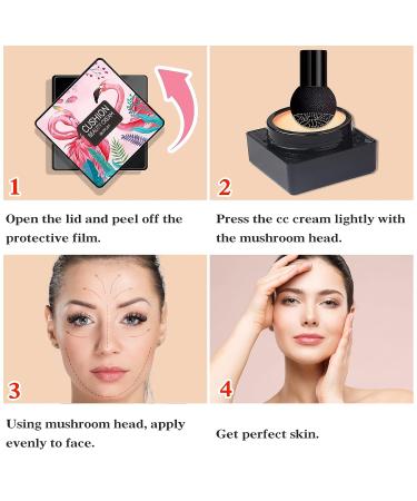 BKPPLZP Air Cushion CC Cream Mushroom Head Foundation - Moisturizing BB Cream for Lasting Matte Finish - Includes Makeup Sponge - Natural Shade - Buy Online on GoSupps.com