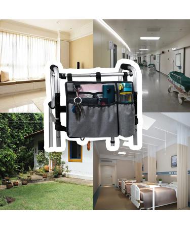 Caroo Walker Bag Basket with Cup Holder - Walker Rollator Organizer for Seniors & Elderly - Water-Resistant Gray Carry Pouch - Buy Online on GoSupps.com