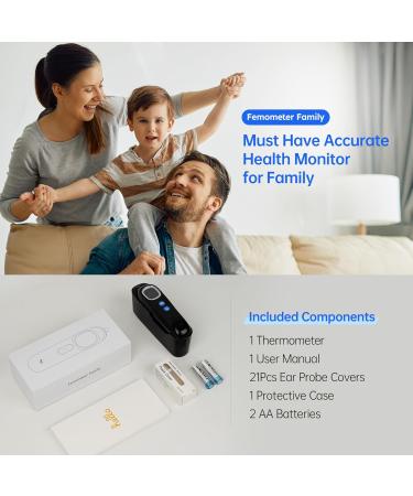 High Accuracy Ear Thermometer for Babies Kids & Adults | 32 Memory Recall LED Backlit Mute Function Night Light & 21 Disposable Probe Covers - Black - Buy Online on GoSupps.com