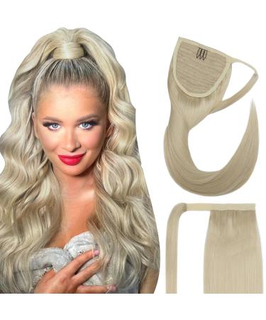 Elailite ponytail extension real hair #60 platinum blonde hair extension braid hair braid ponytail hair part smooth natural hair exension 40cm 80g platinum blonde 40cm - Buy Online on GoSupps.com