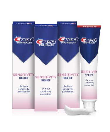 Crest Sensitivity Toothpaste 4.8 oz (3 Pack) Relieves Sensitivity Strengthens Gums Anticavity Clinically Proven Antibacterial Toothpaste