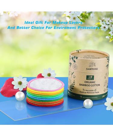 Samtone Reusable Makeup Remover Pads 20 Pack with Laundry Bag - Organic Face Cleansing Rounds for Toner - Washable Eco-Friendly Bamboo Cotton Pads (8cm) - Buy Online on GoSupps.com