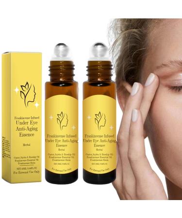 2 Pieces Castor Oil & Frankincense Roller | 20ml Castor Oil Eye Roller | Frankincense Infused Rollerball for Eyes | Castor Oil Roller Ball to Reduce Fine Lines Under Eyes