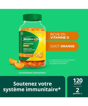 Berocca Immunity Gums - Multivitamin Dietary Supplement - 8 Vitamins and Minerals - Including Vitamin C D and Zinc - Supports Immunity in Everyday Life - Orange Flavor 120 Gums - Buy Online on GoSupps.com